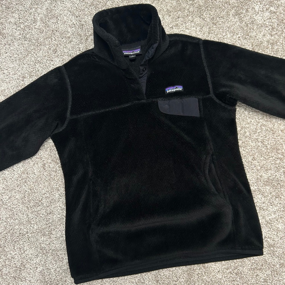 Patagonia RE-Tool Snap T Fleece Pullover Women Size Medium Black Outdoor‎